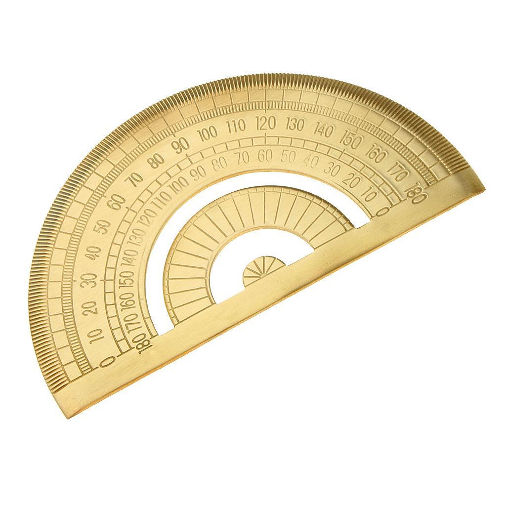 2xMini Brass Math Geometry Ruler Jewelry Measuring Tool Protractor