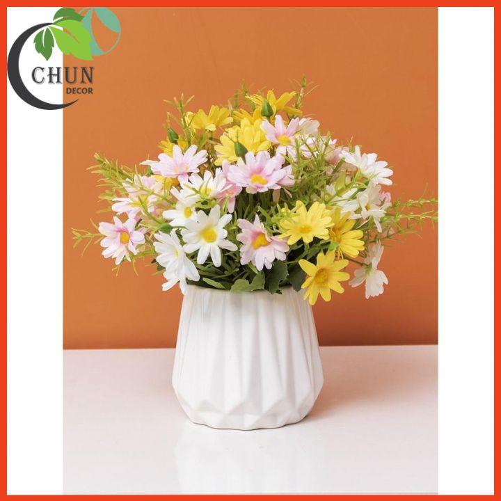 Hoa giả - Bình hoa mini cắm sẵn cao 15-20cm nhiều mẫu trang trí kệ tủ, bàn trà, kệ gắn tường