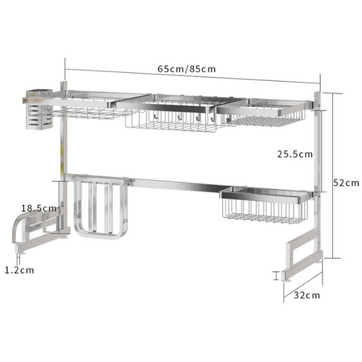 Kệ để chén bát trên chậu rửa Inox 304 dày - kệ để chén bán nhà bếp inox cao cấp