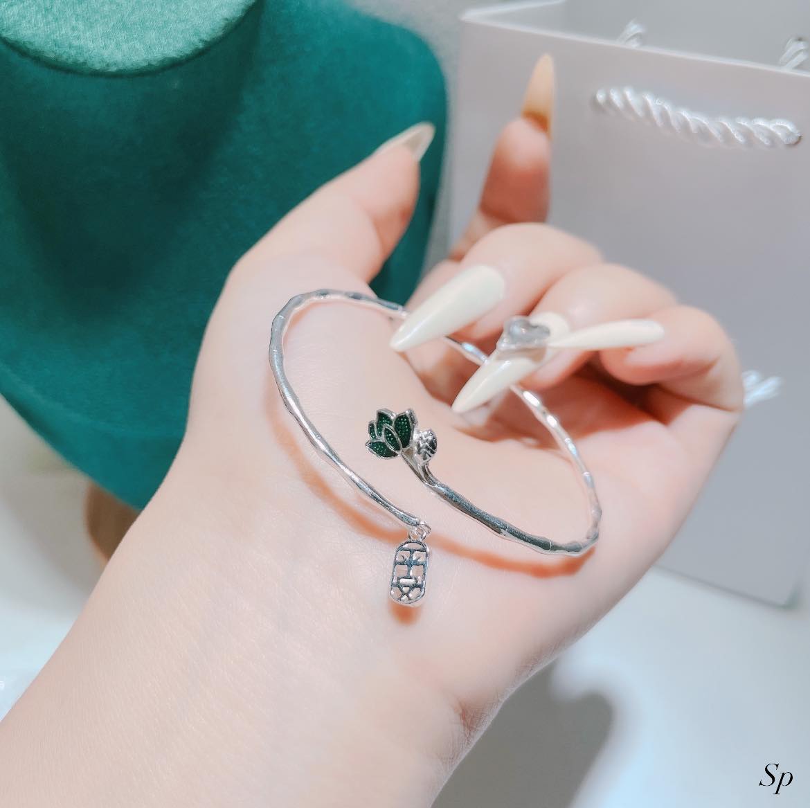 Lắc tay nữ sen đá chất liệu bằng bạc s925 MS0165