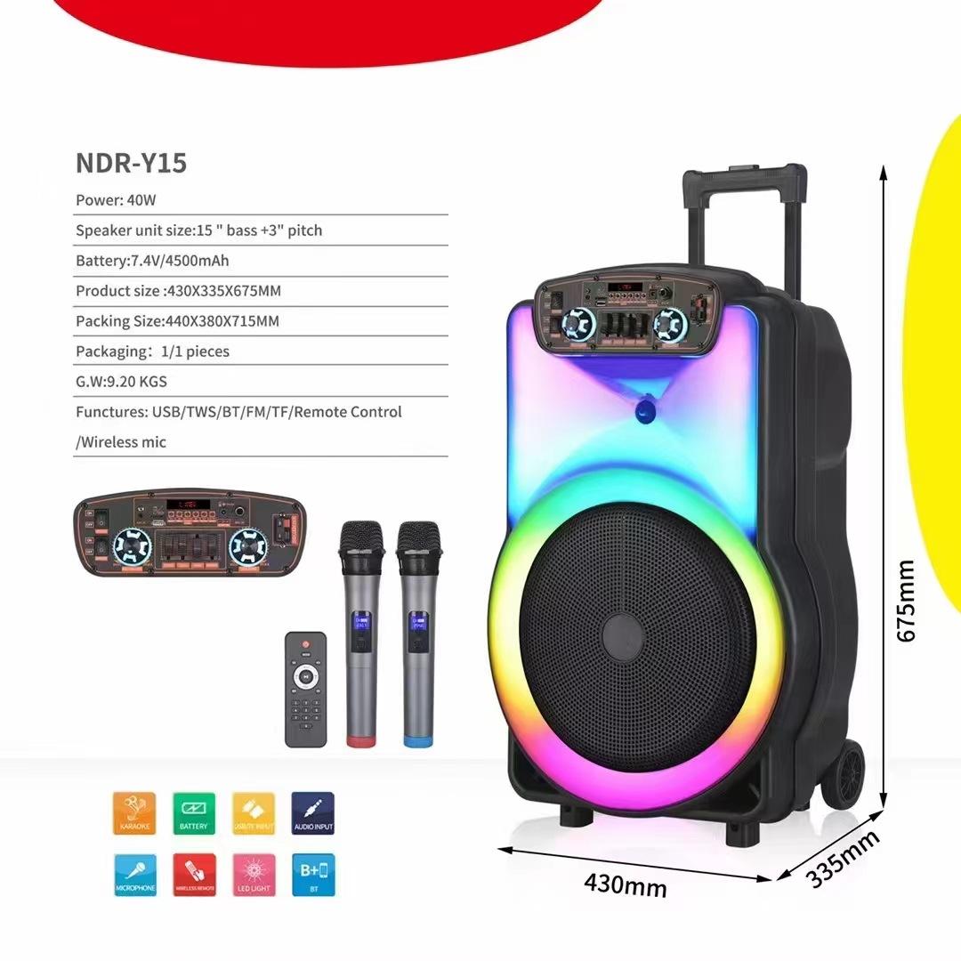 Di Động 1500W Boombox 12 Inch Đèn RGB Xe Đẩy Âm Thanh 40W Bluetooth Ngoài Trời Tiệc Karaoke Bass Cột Không Dây có Mic Color: 8 inch NDR-P08