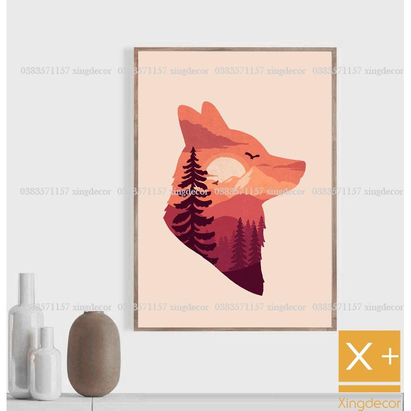 Bộ 19 tranh dán tường chủ đề thiên nhiên, tranh treo tường canvas chống ẩm có băng keo 2 mặt tặng kèm