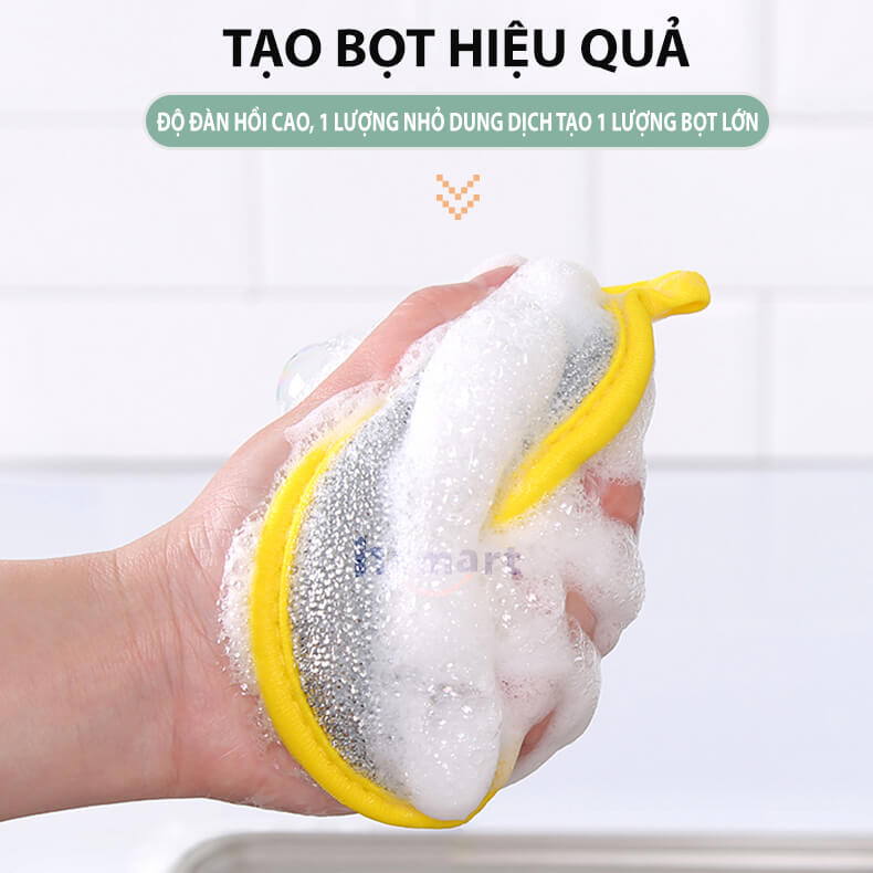 Miếng Bọt Biển Rửa Chén 2 Mặt Vải Lưới Tạo Bọt Rửa Bát Cọ Nồi Đa Năng Tiện Lợi