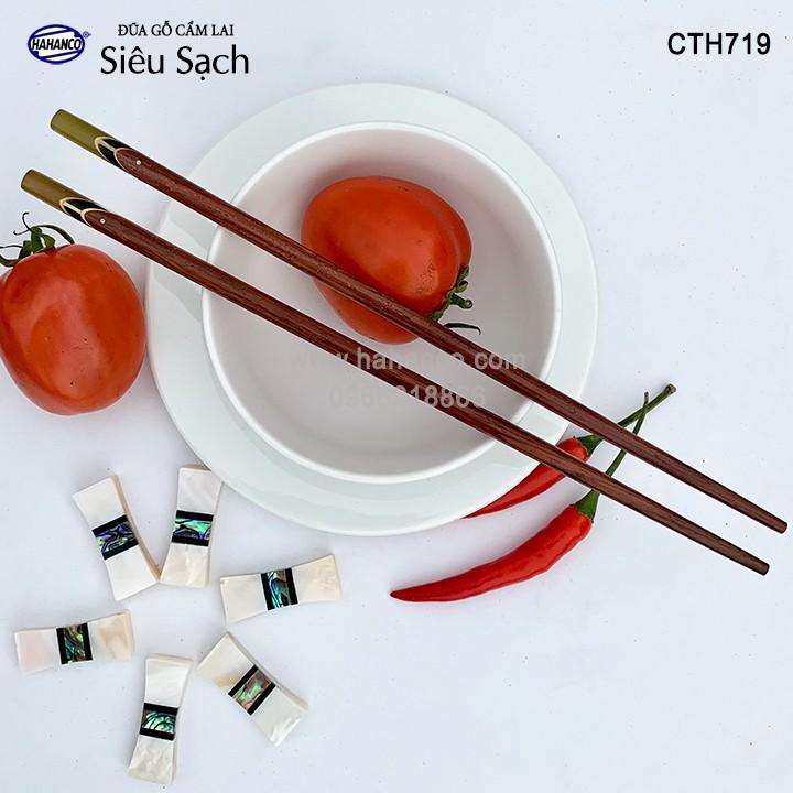 Đũa gỗ Cẩm Lai - Đầu Cẩm thạch chéo một màu (10 đôi/Hộp) CTH719 - Tặng hộp đẹp làm quà biếu