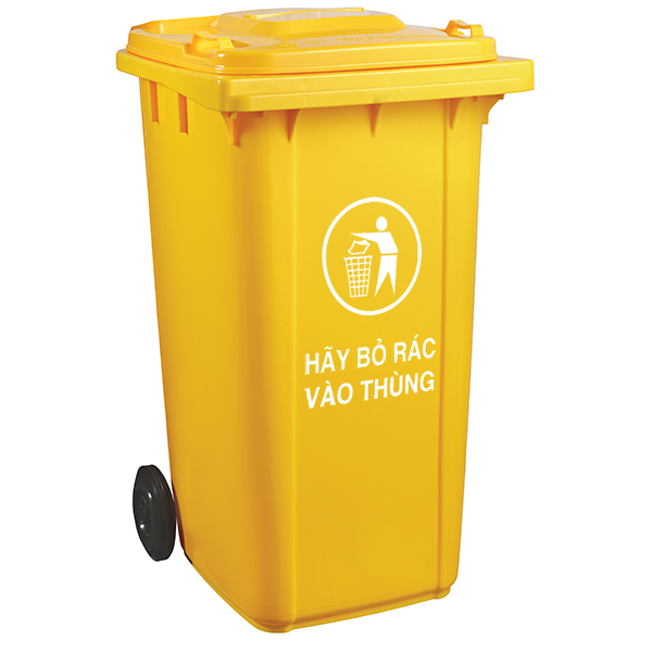 Thùng rác nhựa HDPE 240l màu vàng