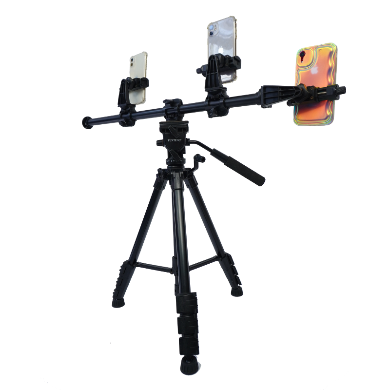 Combo Livestream Quay Chụp Nhiều Thiết Bị - Tripod Yunteng VCT 668 gắn Thanh Ngang và Kẹp 358 - Hàng chính hãng