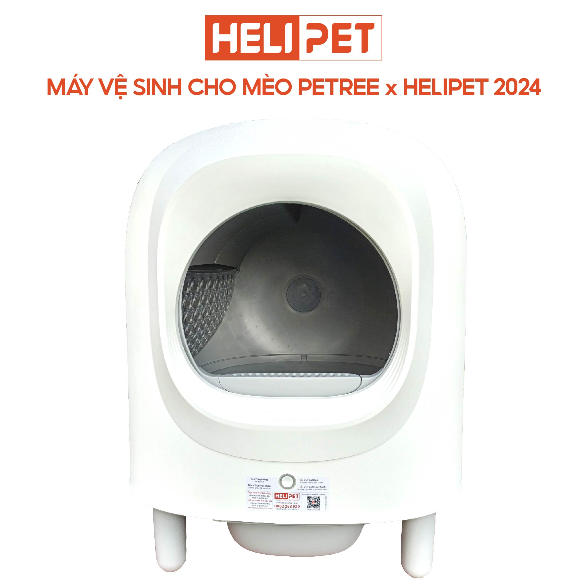 Máy Vệ Sinh, Dọn Phân Mèo Tự Động PETREE x HeLiPet, Kết Nối Wifi, Dùng App, Bản Quốc Tế
