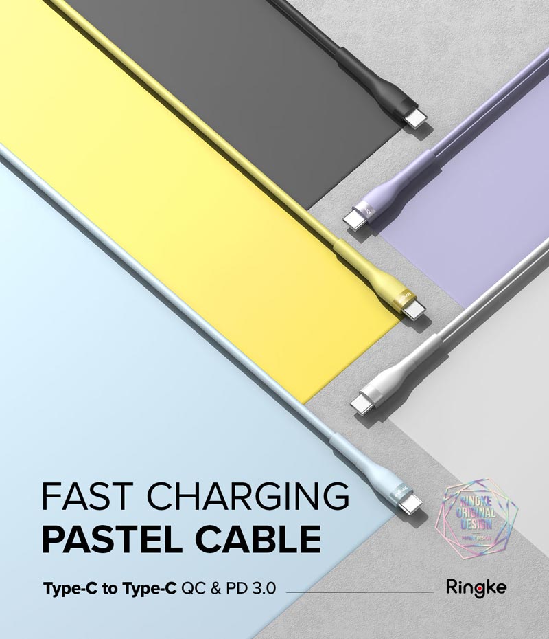 Cáp sạc nhanh cho điện thoại/laptop/tablet RINGKE Fast Charging Pastel Cable C-to-C nhiều màu - Hàng Chính Hãng