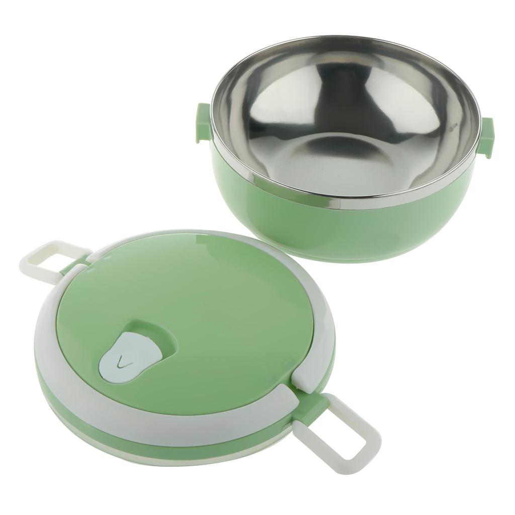2X Student Stainless Steel Thermal Lunch Box Portable Tiffin Bento Box Green