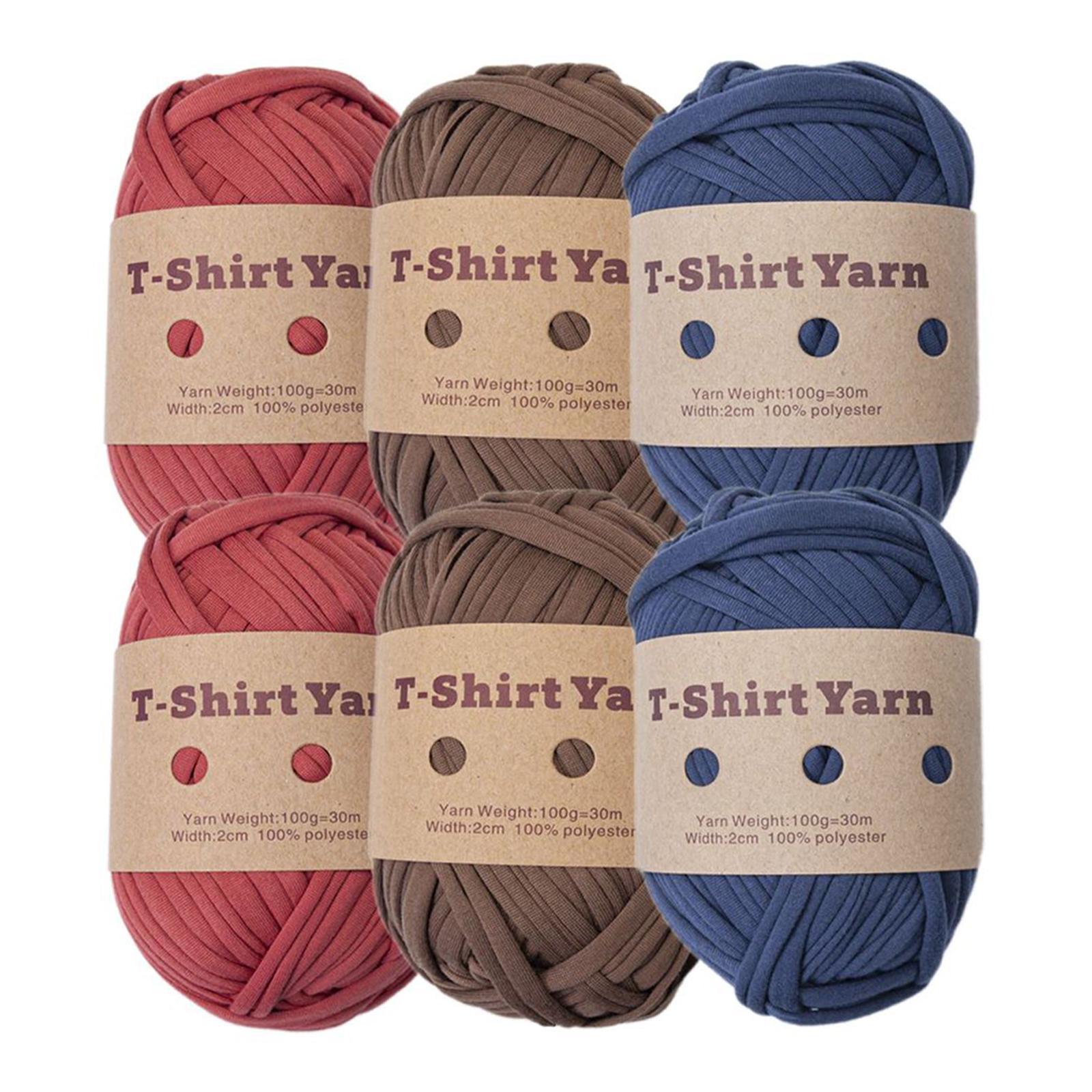 6x T Shirt Yarn 3 Colors Easy to Wash Knitting Yarn for Blanket Throw Pillow