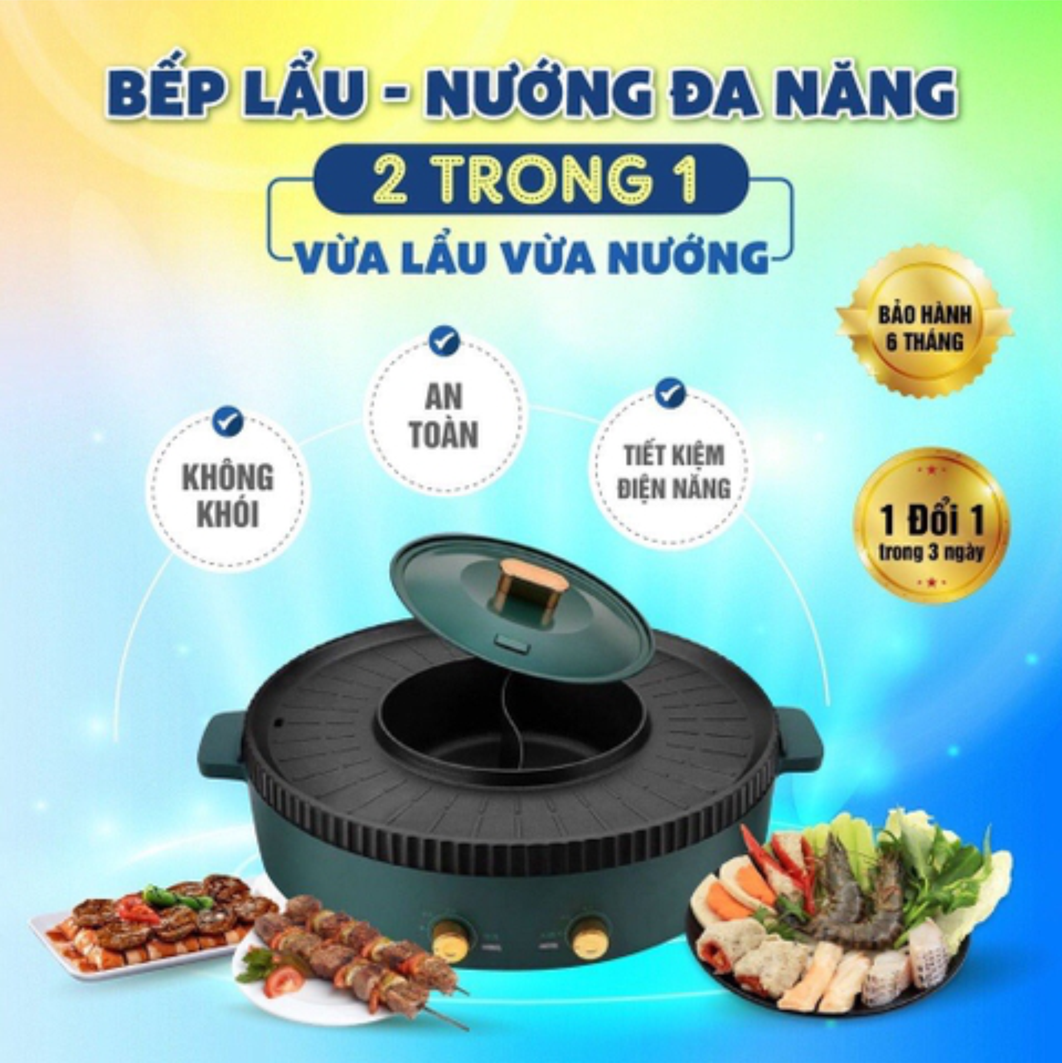 LẨU NƯỚNG 2 TRONG 1 ĐA NĂNG CREEN CR-235 - Hàng Chính Hãng