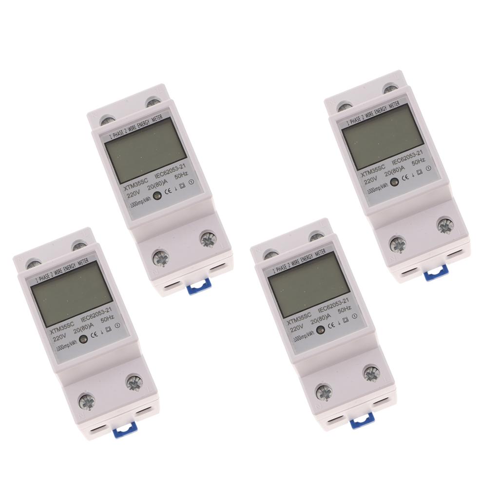 Phép Lạ Chiếu 4 20  220 V 50/60Hz DIN Đường Sắt KWH Watt Giờ Din-Đường Sắt Đồng Hồ Năng Lượng MÀN HÌNH LCD