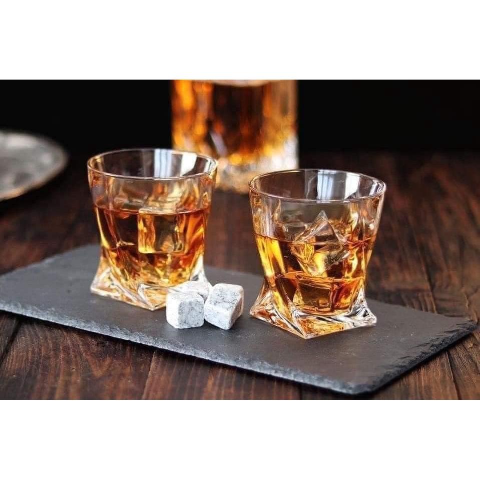 Bộ Bình Rượu Kèm 6 Cốc Pha Lê Bohemia Quadro, Bộ Bình Ly Uống Whisky, Rượu Mạnh, Nhập Đức