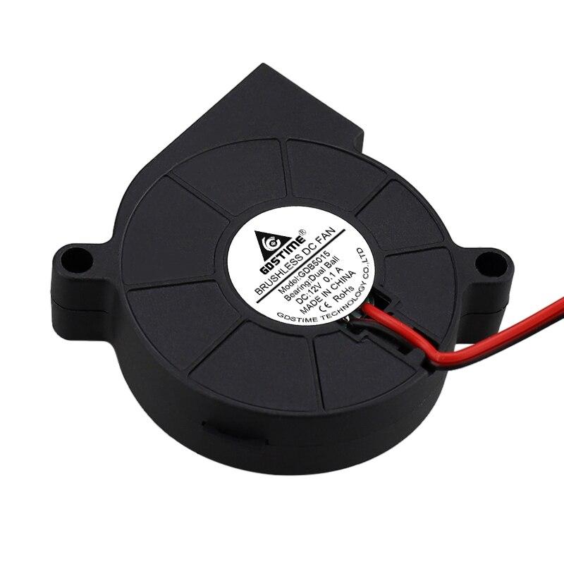 1Pcs Gdstime DC 12V Fan 50mmx50mmx15mm 50mm Dual Ball Bearing 3D Printer Cooler Fan 5CM 50x15mm Turbo Radial Blower Cooling Fan
