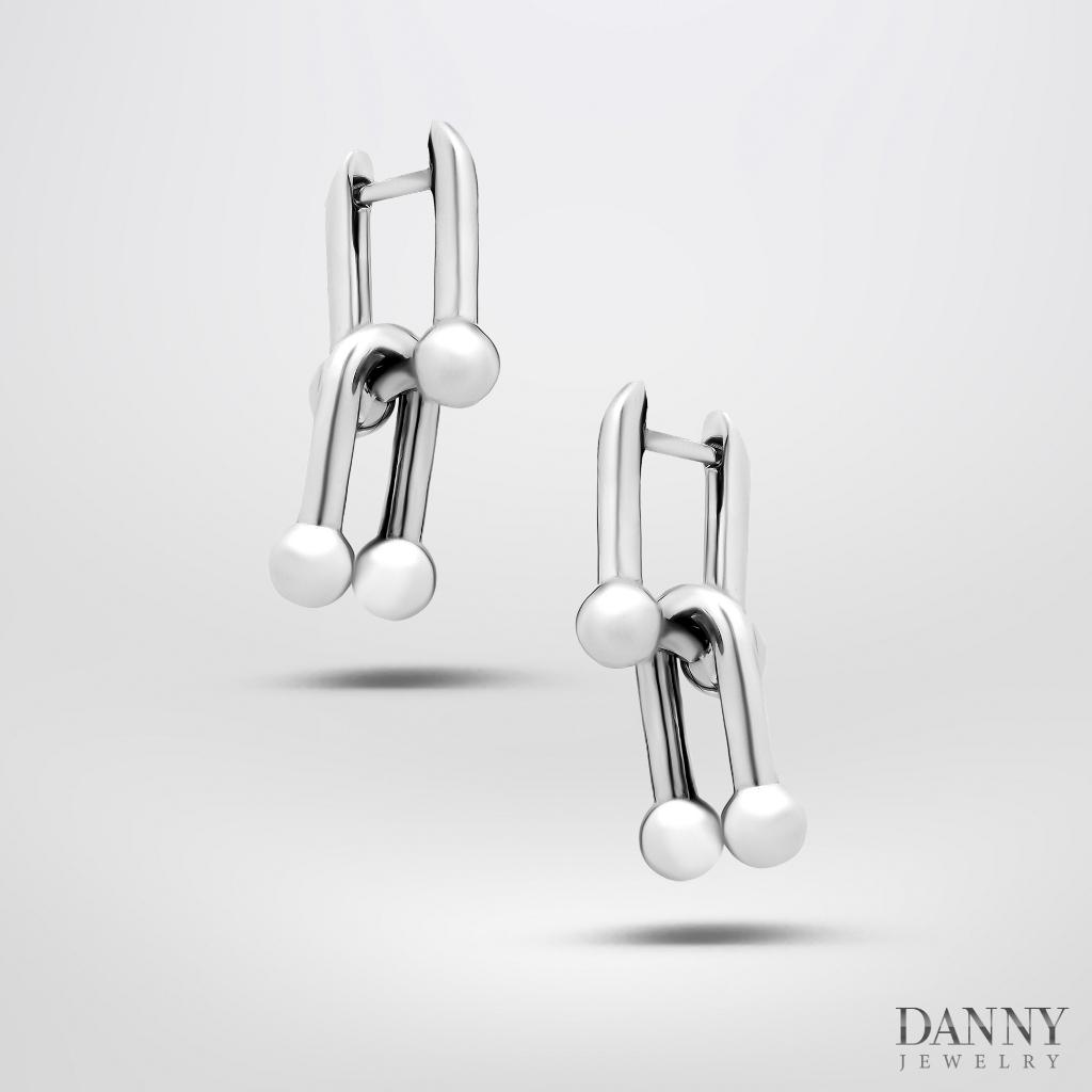 Bông Tai Nữ Danny Jewelry Bạc Thổ Nhĩ Kỳ Xi Rhodium Kiểu Dáng Mắc Xích BT010TNK