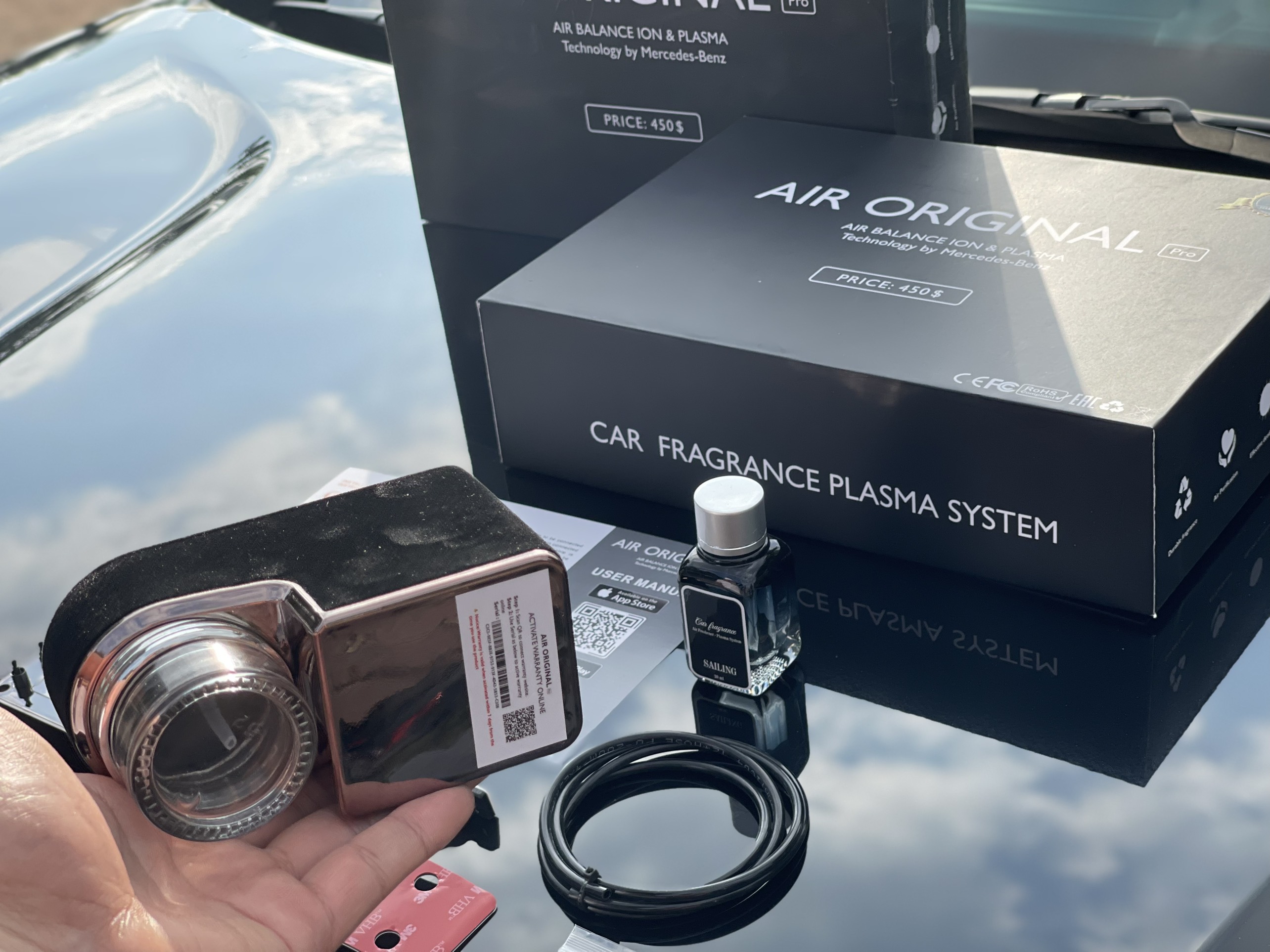 Bộ khuyến tán nước hoa xe hơi công nghệ Plasma Air Original pro lọc không khí  công nghệ mới nước hoa 4 mùi 3 lớp
