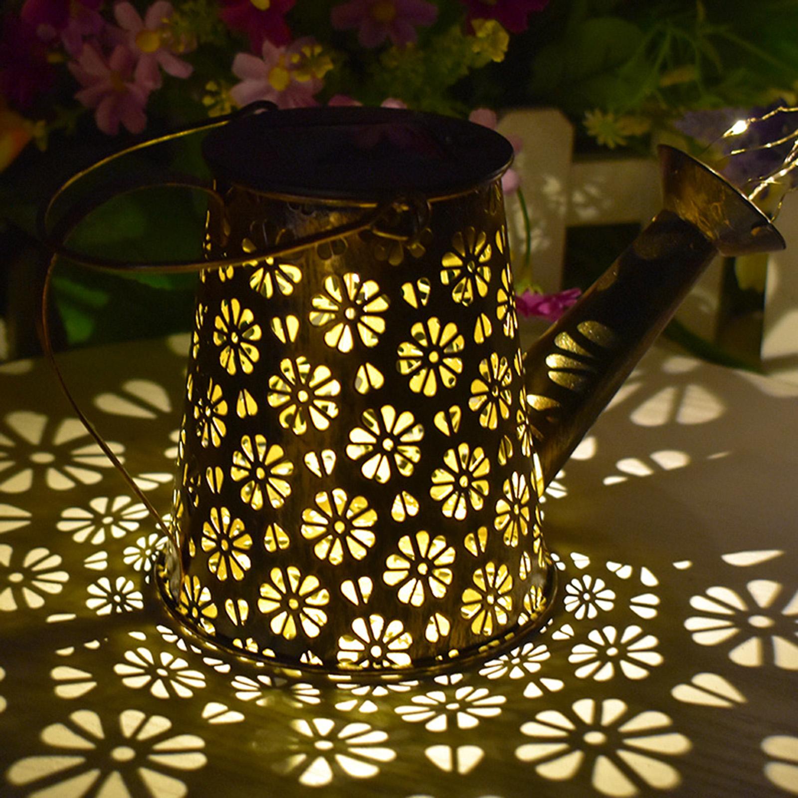 LED Lights Watering Can Outdoor Fairy String Lamp