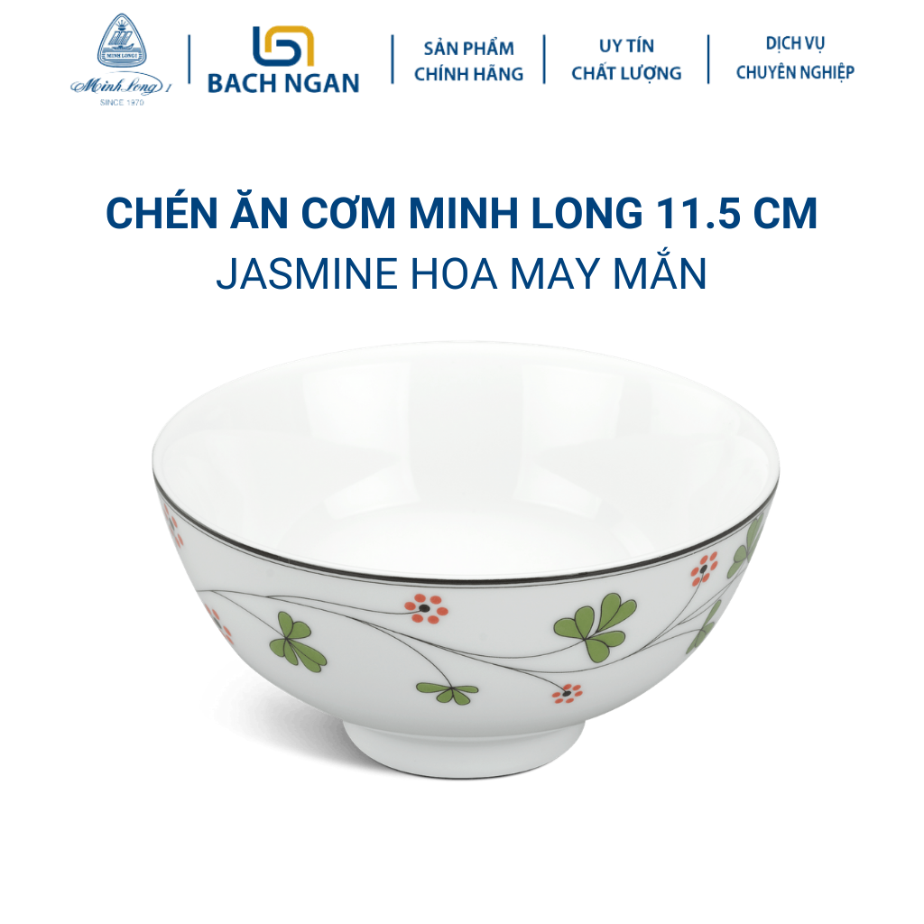 Bộ 10 Chén ăn Cơm Minh Long 11.5 cm Hoa May Mắn bằng sứ đẹp, cao cấp hàng đẹp cao cấp dùng để ăn cơm tron gia đình