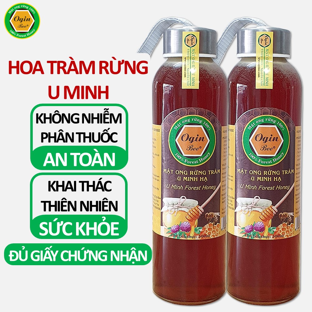 Mật Ong Rừng U Minh 500ml - OGINBEE, Thiên nhiên nguyên chất 100%