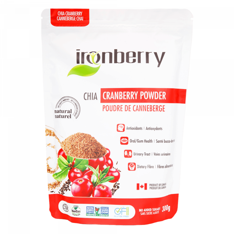 Bột nam việt quất &amp; hạt chia nguyên chất IRONBERRY thực phẩm dinh dưỡng Không GMO, Không Gluten, Thuần chay, Ăn kiêng K