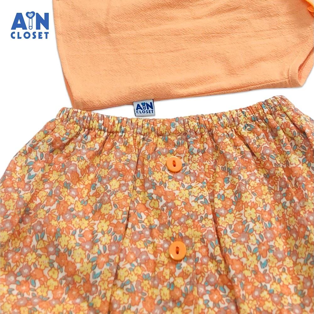 Bộ áo váy ngắn bé gái họa tiết Hoa nhí cam nhiệt đới cara - AICDBGMAC07U - AIN Closet