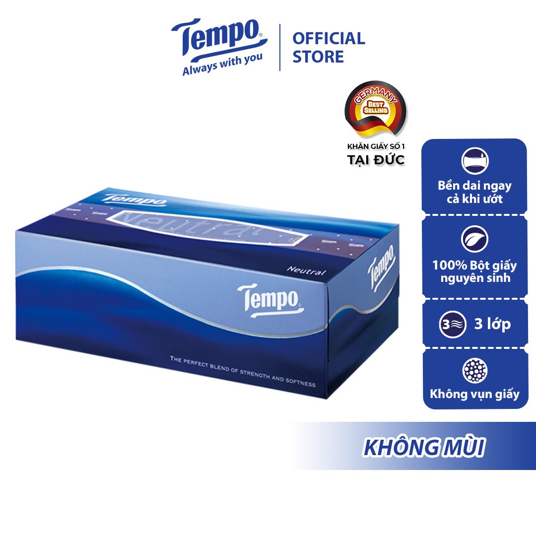 Khăn giấy rút cao cấp Tempo - 4 lớp bền dai, không kích ứng da - Thương hiệu Đức