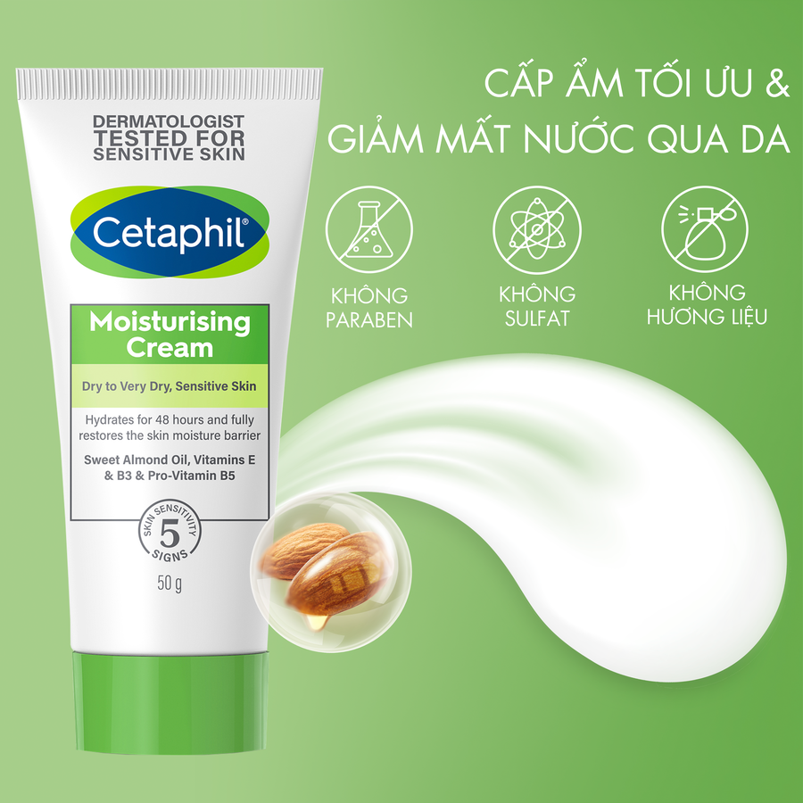 Kem dưỡng ẩm Cetaphil Moisturizing Cream 50g thích hợp cho các loại da khô và da nhạy cảm