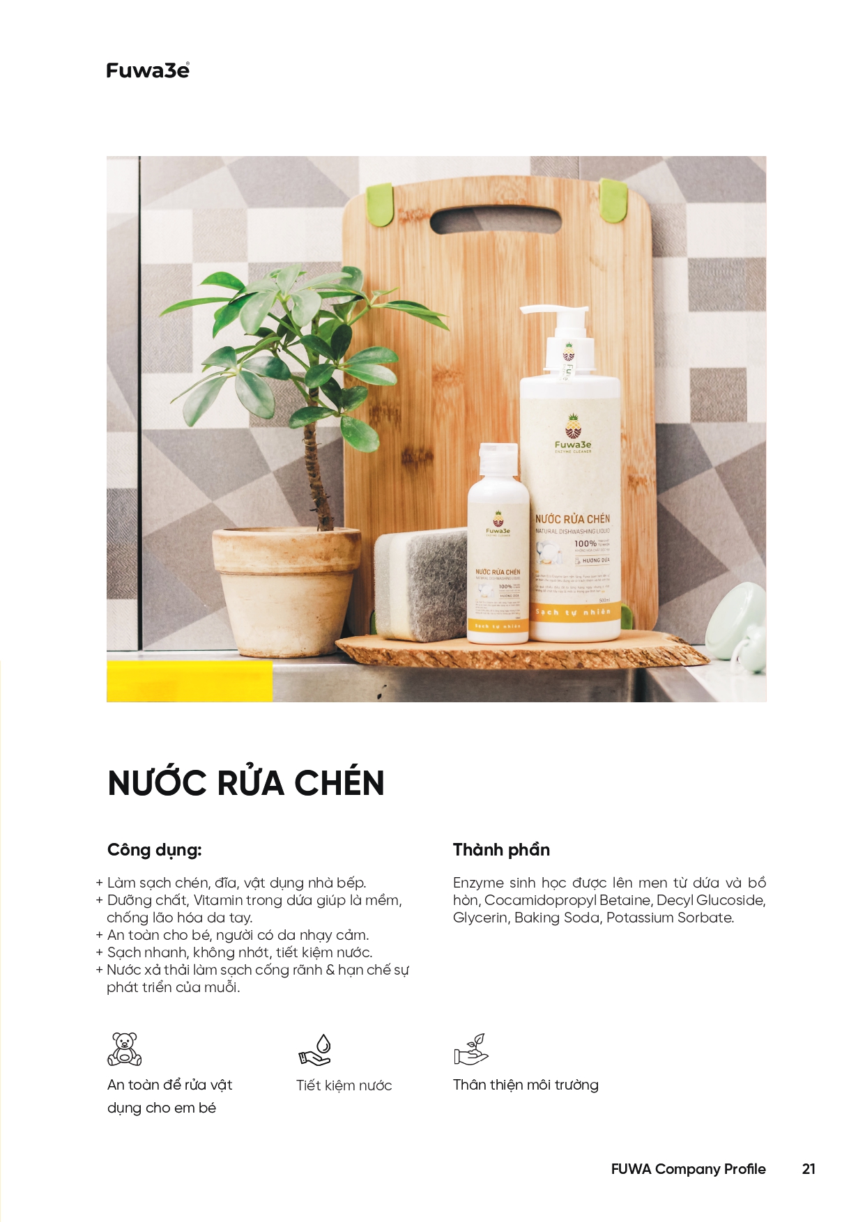 Nước rửa chén hữu cơ enzyme sinh học dứa Fuwa3e 10L