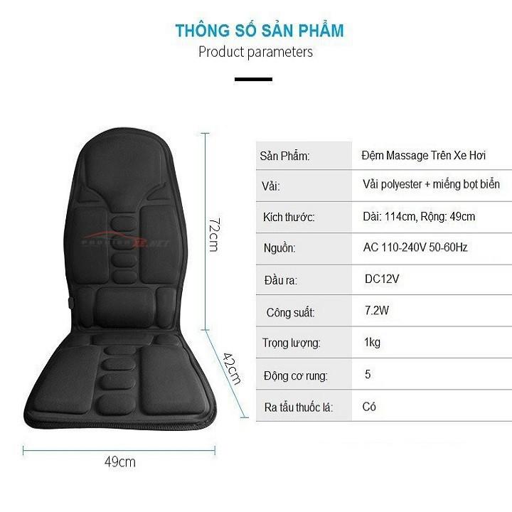 Đệm Ghế Massage Toàn Thân Trên Ghế Tựa Với 5 Vùng Massage Cao Cấp - Màu Đen