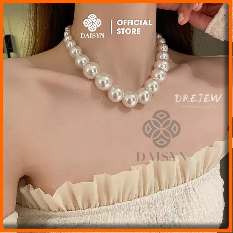  N729 dây chuyền ngọc trai nhân tạo hạt lớn , chuỗi hạt ngọc trai nhân tạo sang trọng cho nữ
