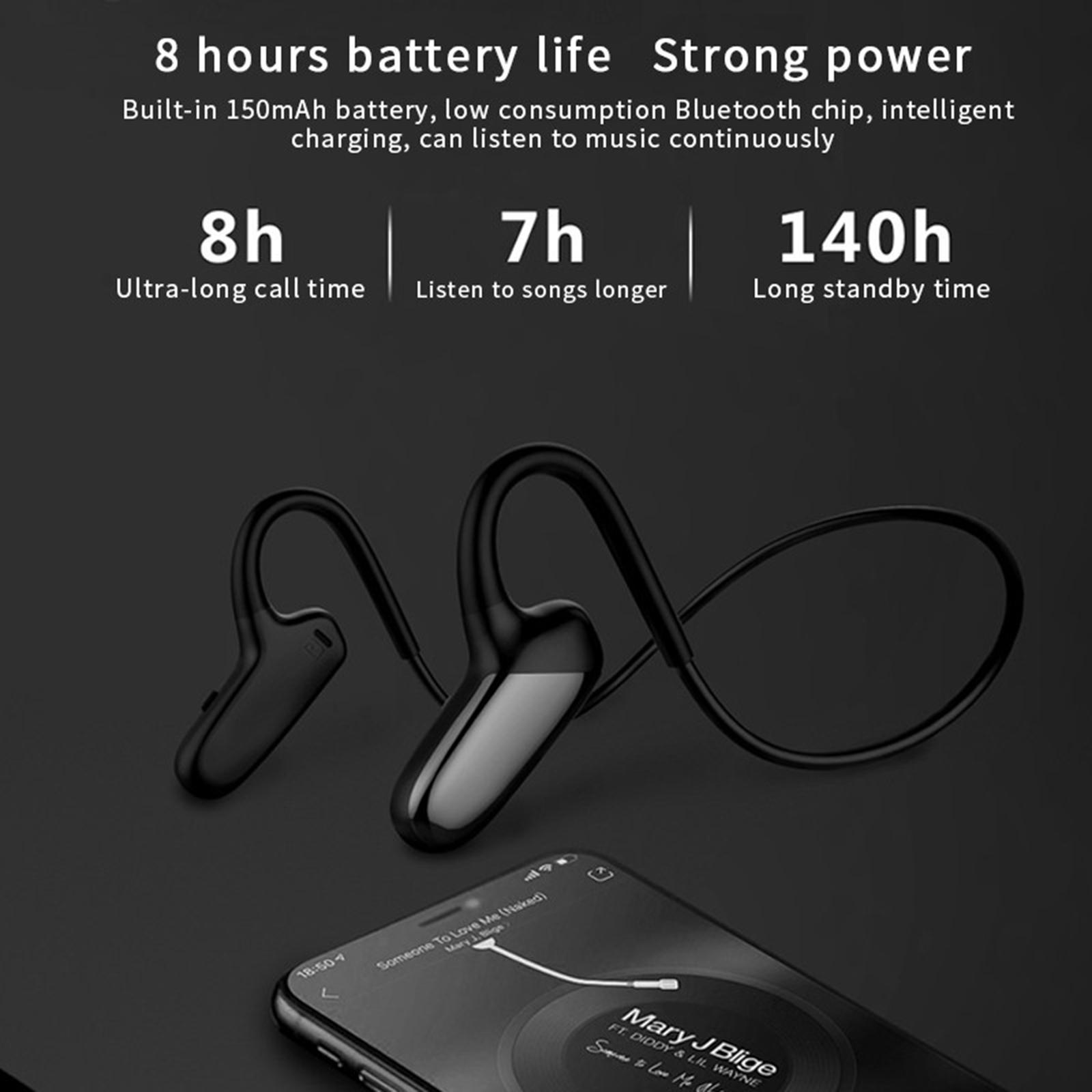 Handsfree Bluetooth Headset Open Ear Stereo Sports Wireless Earphones Black