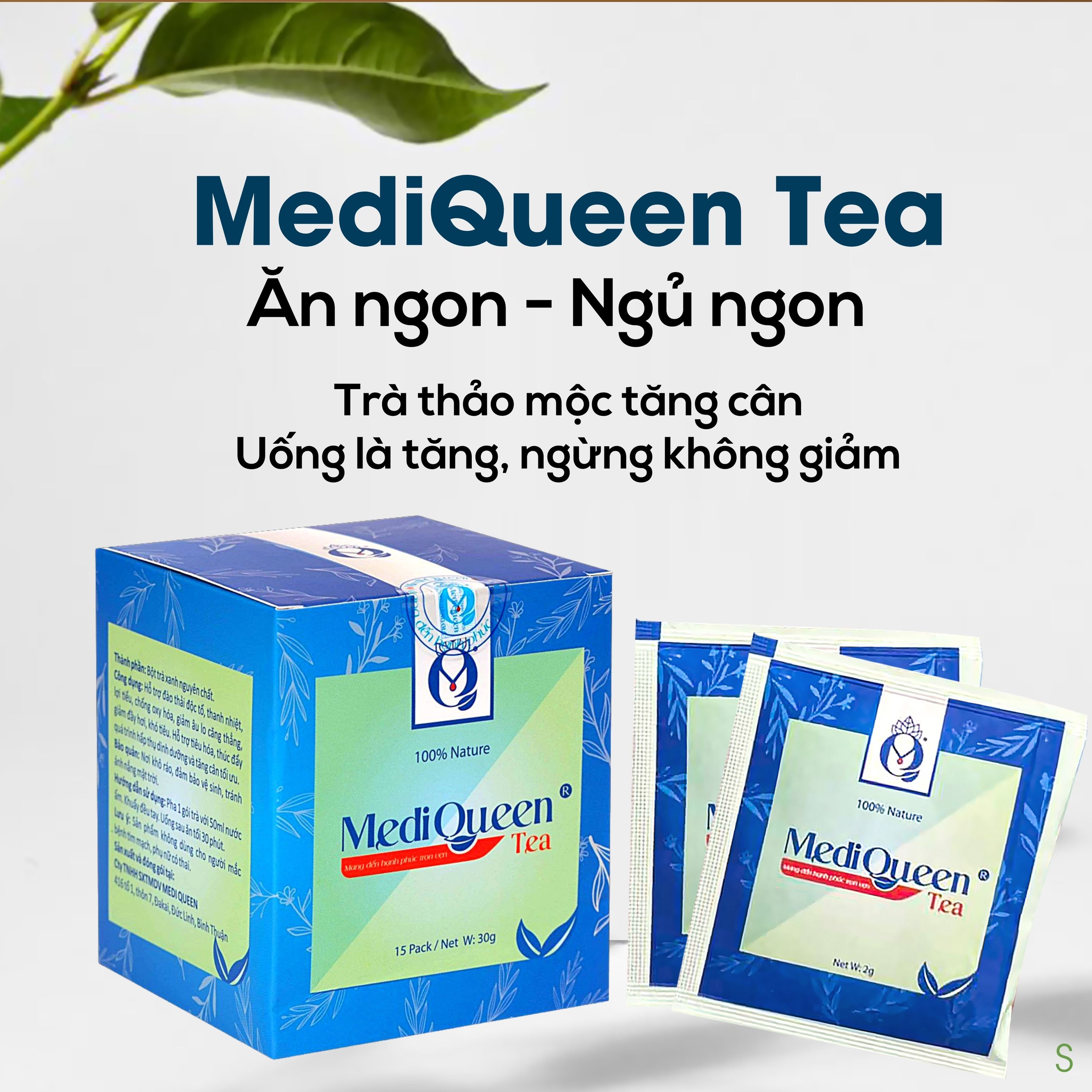 Trà tăng cân thảo mộc MediQueen - Giúp ăn ngon ngủ khỏe - An toàn không tác dụng phụ - Hiệu quả ngay sau 1 tuần sử dụng