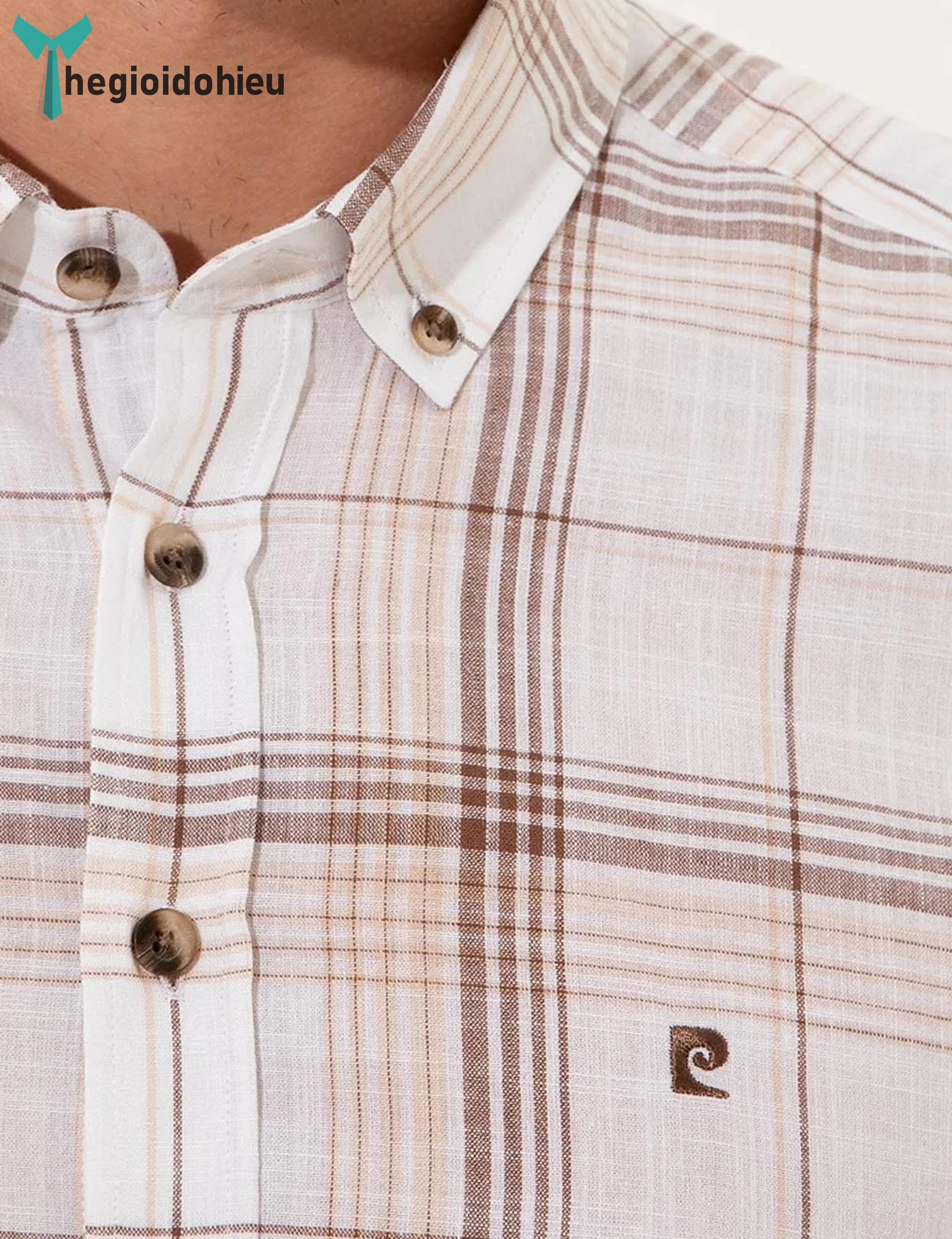 Áo sơ mi nam ngắn tay Pie Cardin PCShirt104 (Caro đỏ nâu) - Hàng nhập khẩu - Không túi - Caro đỏ nâu