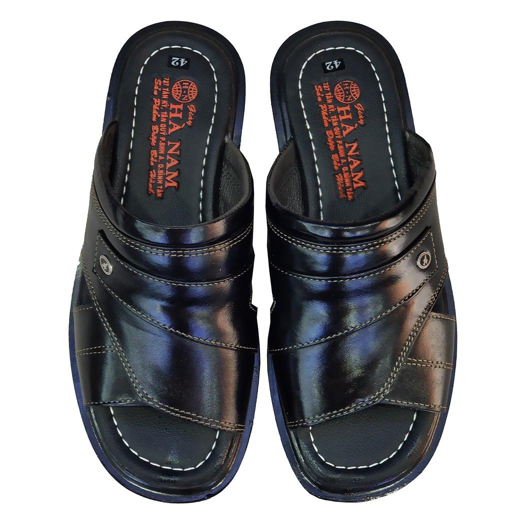 Dép Nam Quai Ngang HÀ NAM Da Bò Thật Cao Cấp DNA2126c