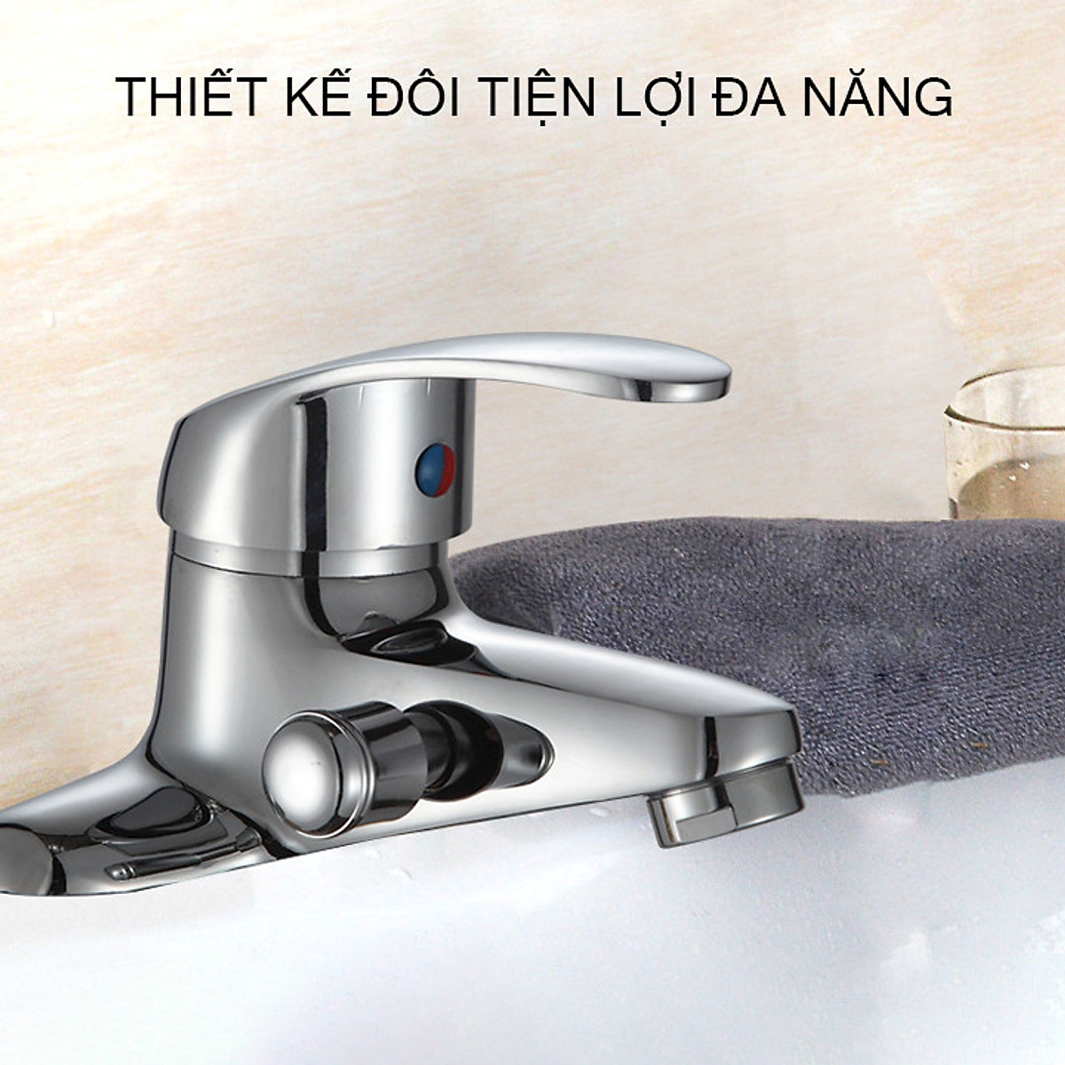 Bộ vòi chậu lavabo kết hợp sen tắm nóng lạnh - sen liền vòi - vòi chậu liền sen 4019