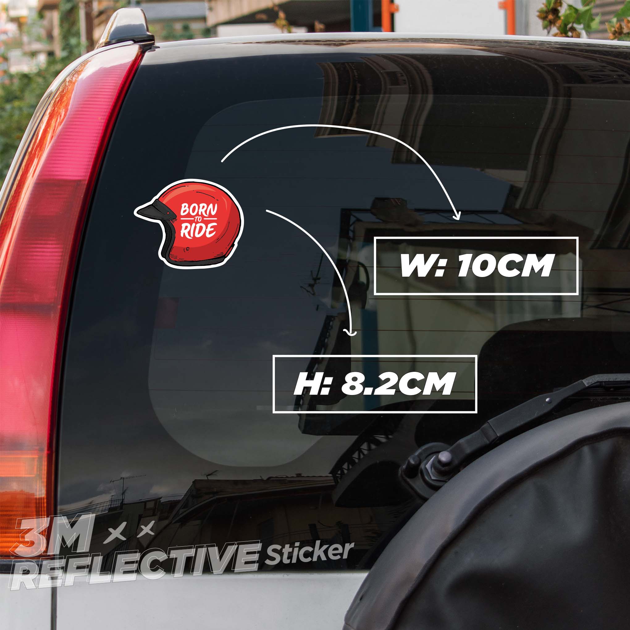 BORN TO RIDE HELMET 3M - Reflective Sticker Die-cut Hình dán phản quang thương hiệu STICKER FACTORY