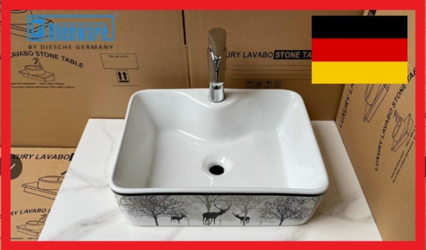 Chậu lavabo hoa văn dương bàn LVB-2024VNC