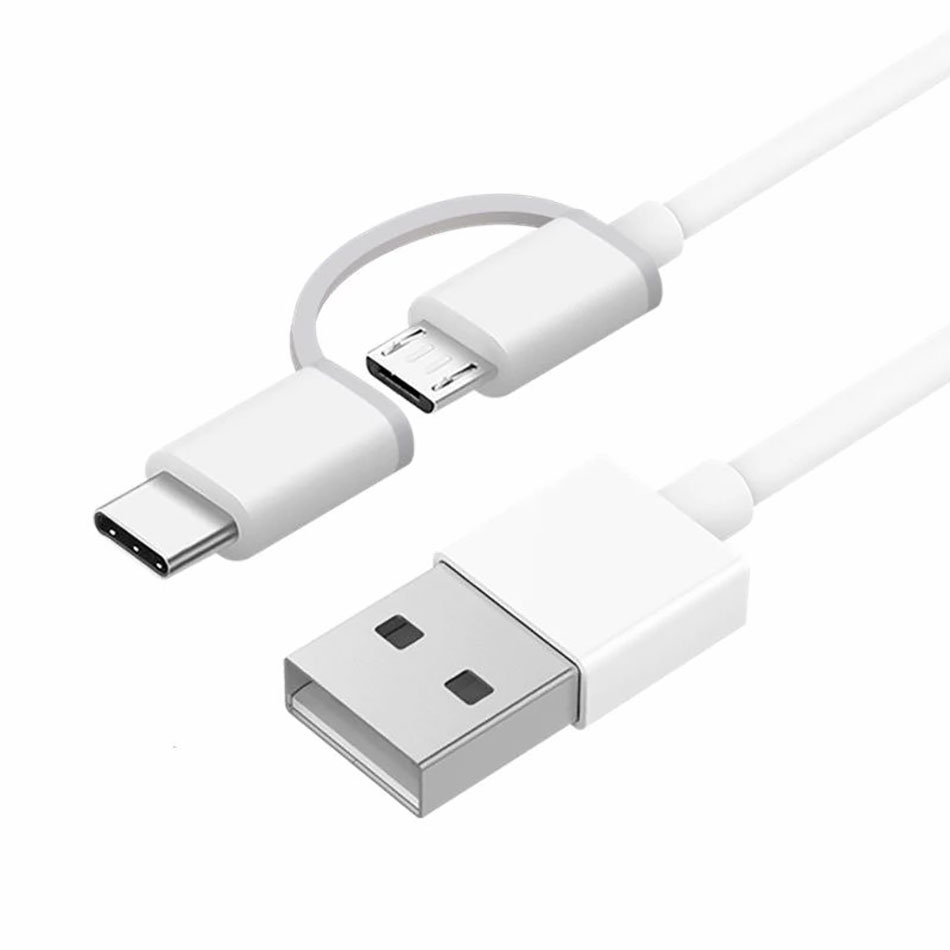 Dây sạc Xiaomi 2 trong 1 Micro Usb và type C 1m SJX02ZM  tích hợp 2 đầu sạc khác nhau - Hàng nhập khẩu