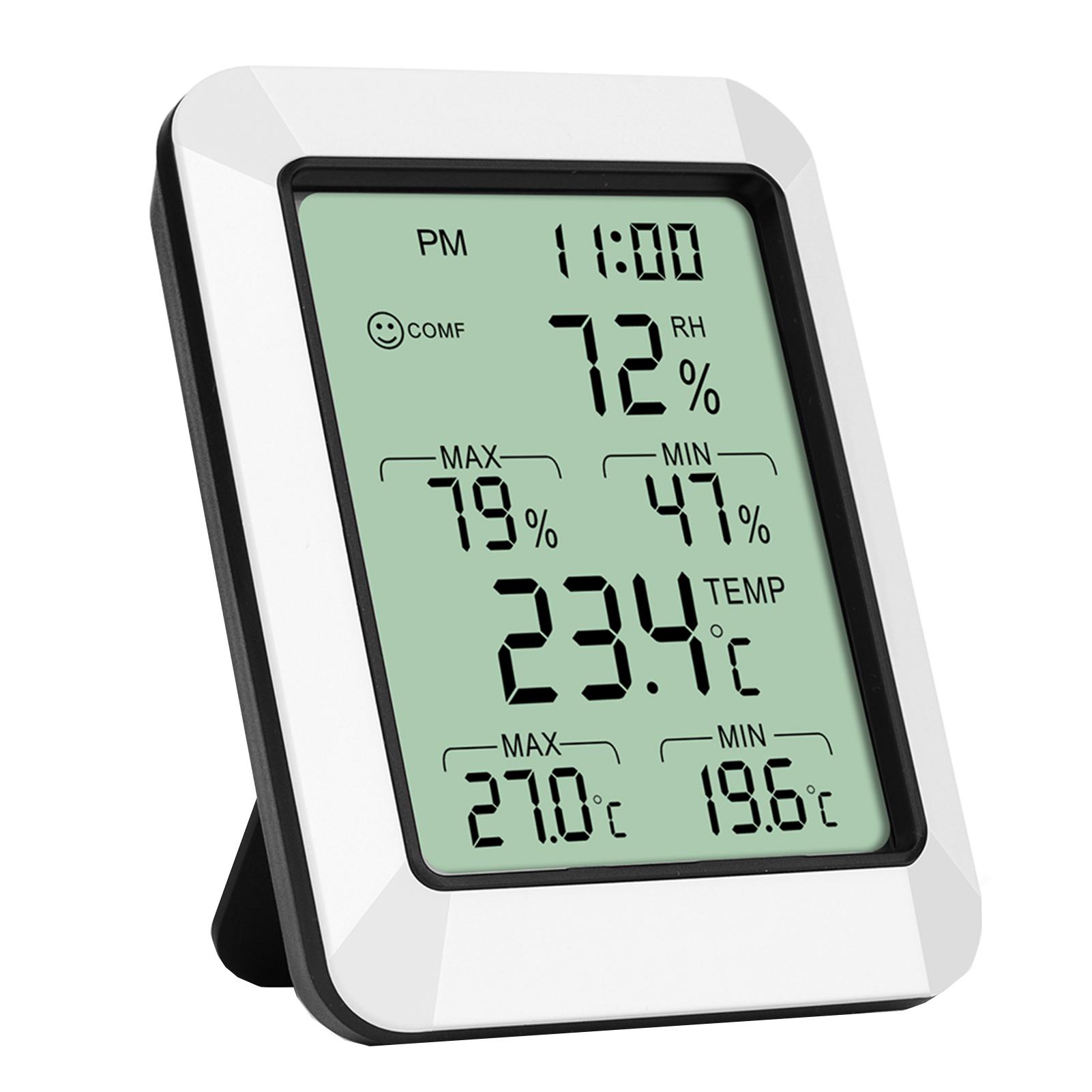 Intelligent Temperature Humidity Meter with LCD Digital Display Screen Digital Thermometer Hygrometer with Time Alarm