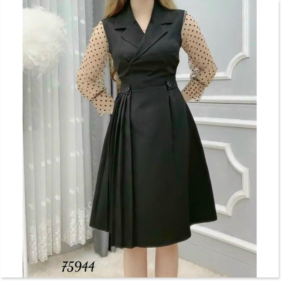 ĐẦM XÒE DỰ TIỆC TAY DÀI CHẤM BI