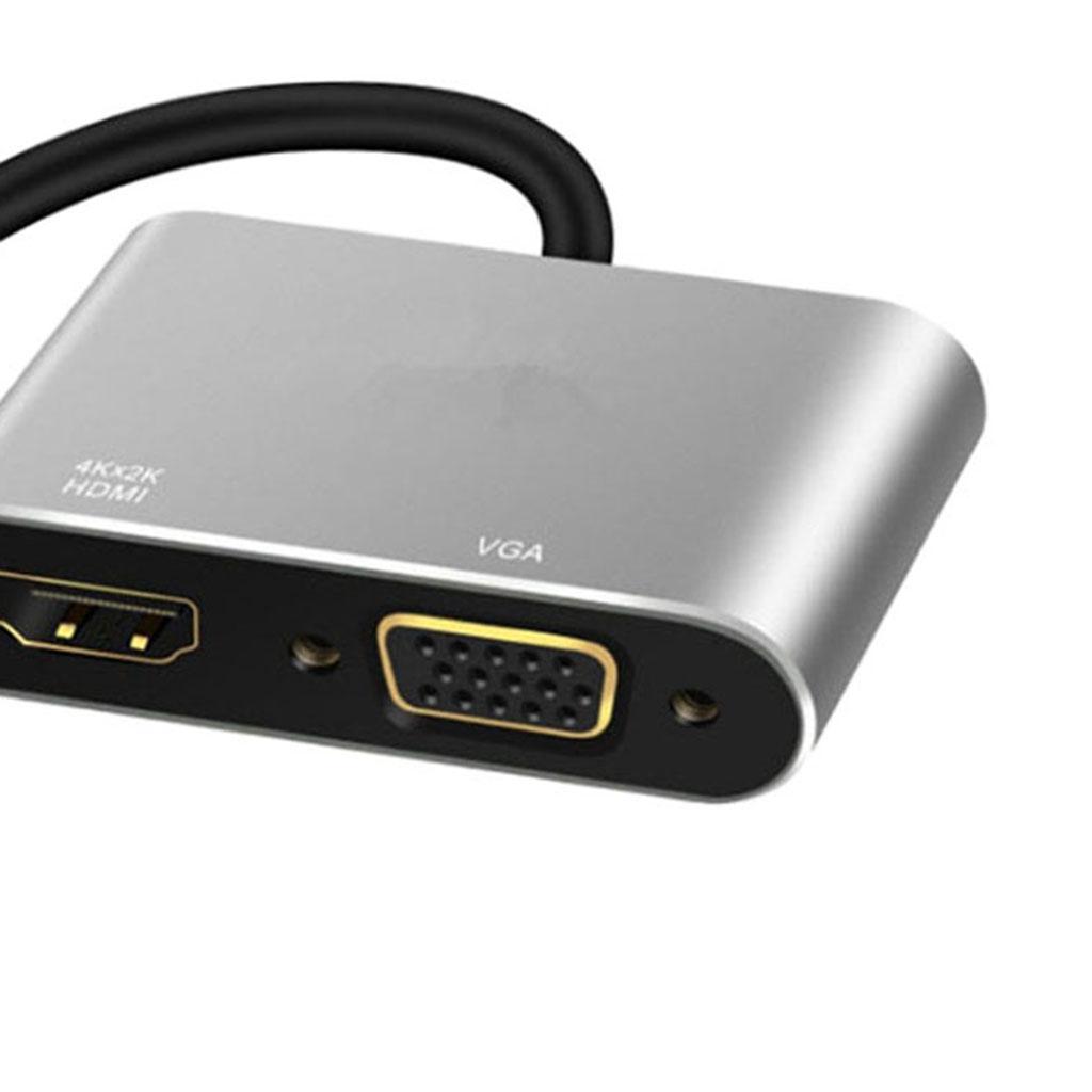 2in1 USB Type C Hub 4K HDMI & VGA Port Display Adapter Splitter