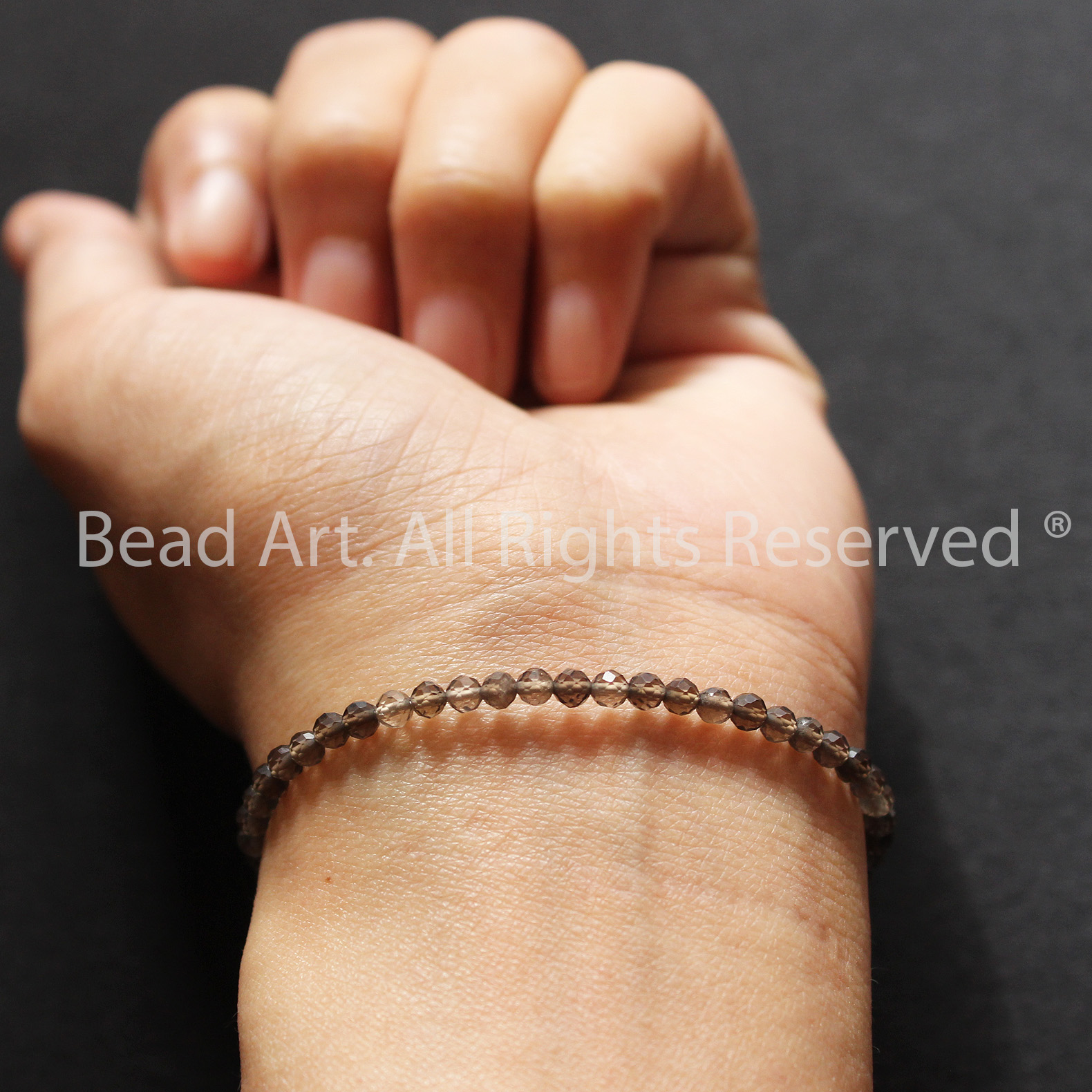 Vòng Tay 3MM Thạch Anh Khói Nâu Giác Cắt, Kim, Thuỷ, Vòng Tay Phong Thuỷ, Chuỗi Hạt, Trang Sức, Lắc Tay - Bead Art