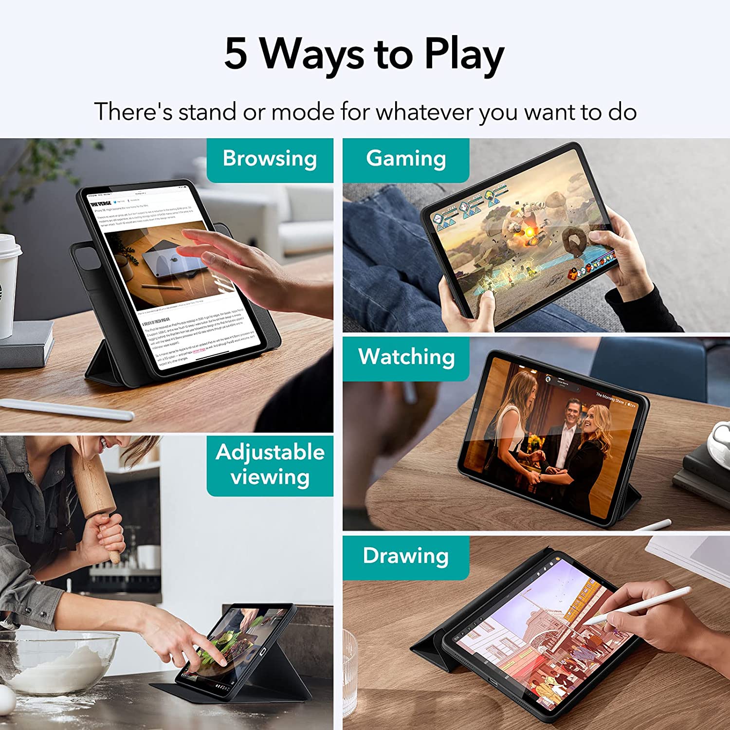 Bao da dành cho iPad 12.9" M2/M1/Pro 11" M2/M1/Air 5/Air 4/10.9" Gen 10/10.2"  nam châm 2 in 1 Hybrid 360 đa chức năng
