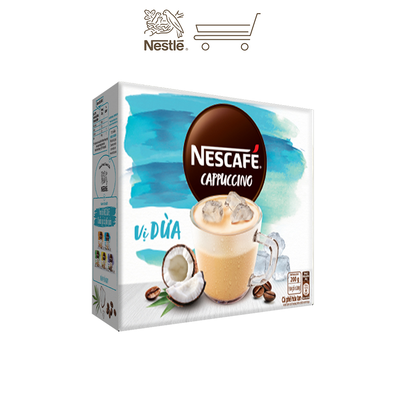[Tặng ly 2 lớp tiện lợi] Combo 3 hộp cà phê hòa tan Nescafé Cappuccino vị dừa (Hộp 10 gói x 20g)