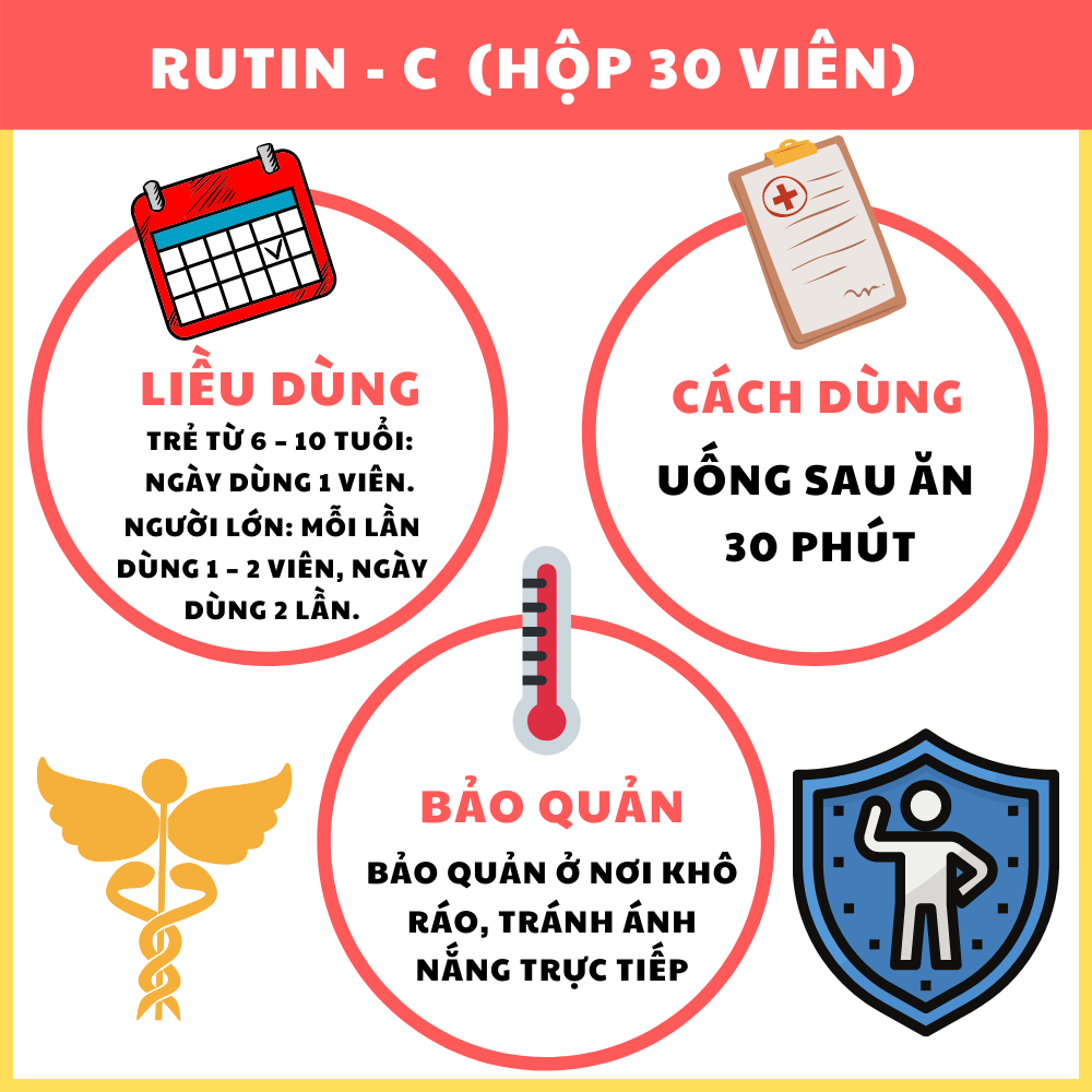 Rutin C - Hỗ trợ làm giảm suy giãn tĩnh mạch trực tràng ở người bị trĩ, sa búi trĩ, Giúp tăng tính đàn hồi và làm bền thành mạch máu (Hộp 30 viên)