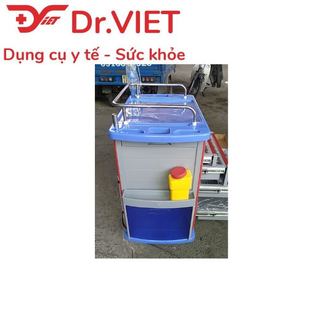 Tủ xe đẩy dụng cụ cấp cứu Tajermy TJM-TC02 bao gồm 2 ngăn kéo nhỏ, 2 ngăn kéo trung và 1 hộc tủ lớn.