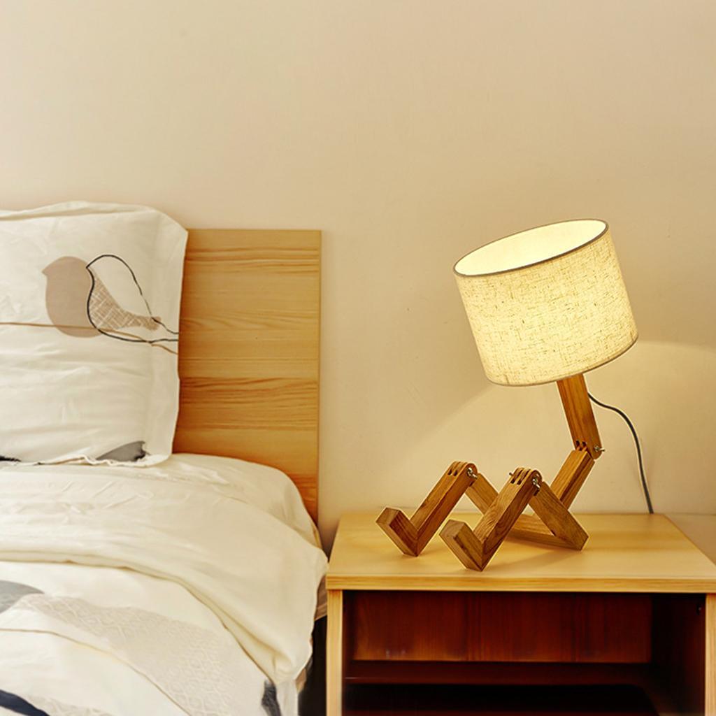Table Lamp Adjustable Arm Reading Light Bedside Lamp w/Fabric Shade