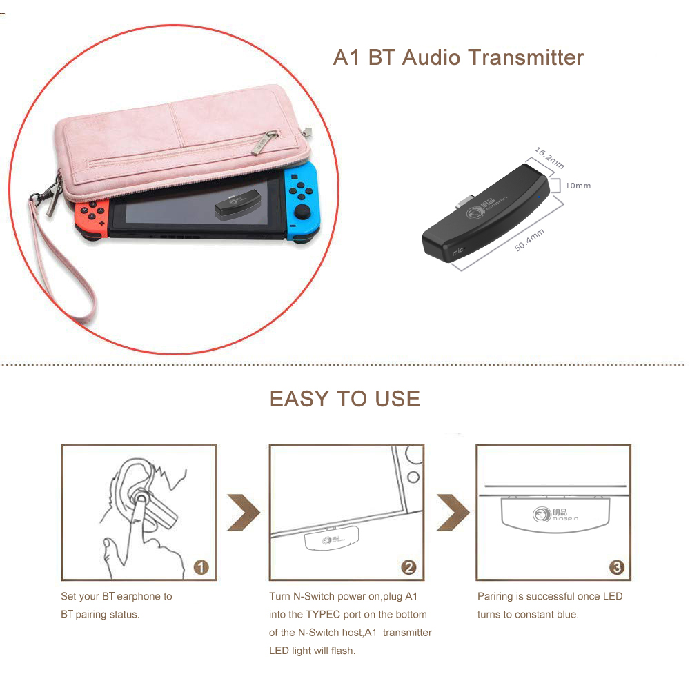 USB Tích Hợp Micrô Kỹ Thuật Số Không Dây A1 Gaming BT Cho Nintendo Switch / PS4 / PS3 / PC