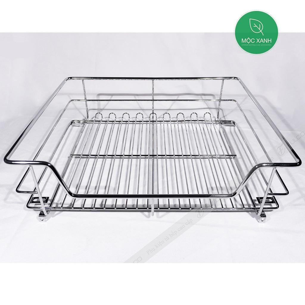 Giá bát đĩa, xoong nồi Inox bóng cao cấp ray âm giảm chấn