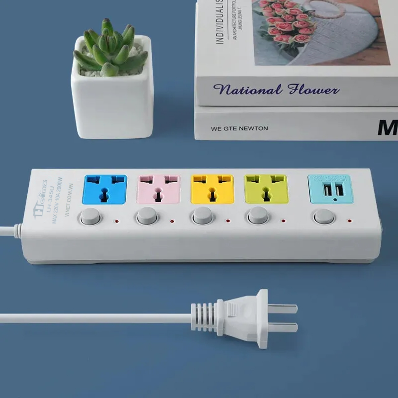 Ổ cắm điện đa năng kết hợp ổ cắm USB sạc trực tiếp chất lượng cao chống giật 4 chân cắm điện, tiết kiệm điện siêu tiện lợi dài 3m, 5m - hàng nhập khẩu